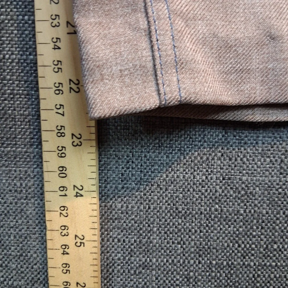 Vintage Tan Workwear Straight Leg Pants Blue Contrast Stitching Mens 33x22.5